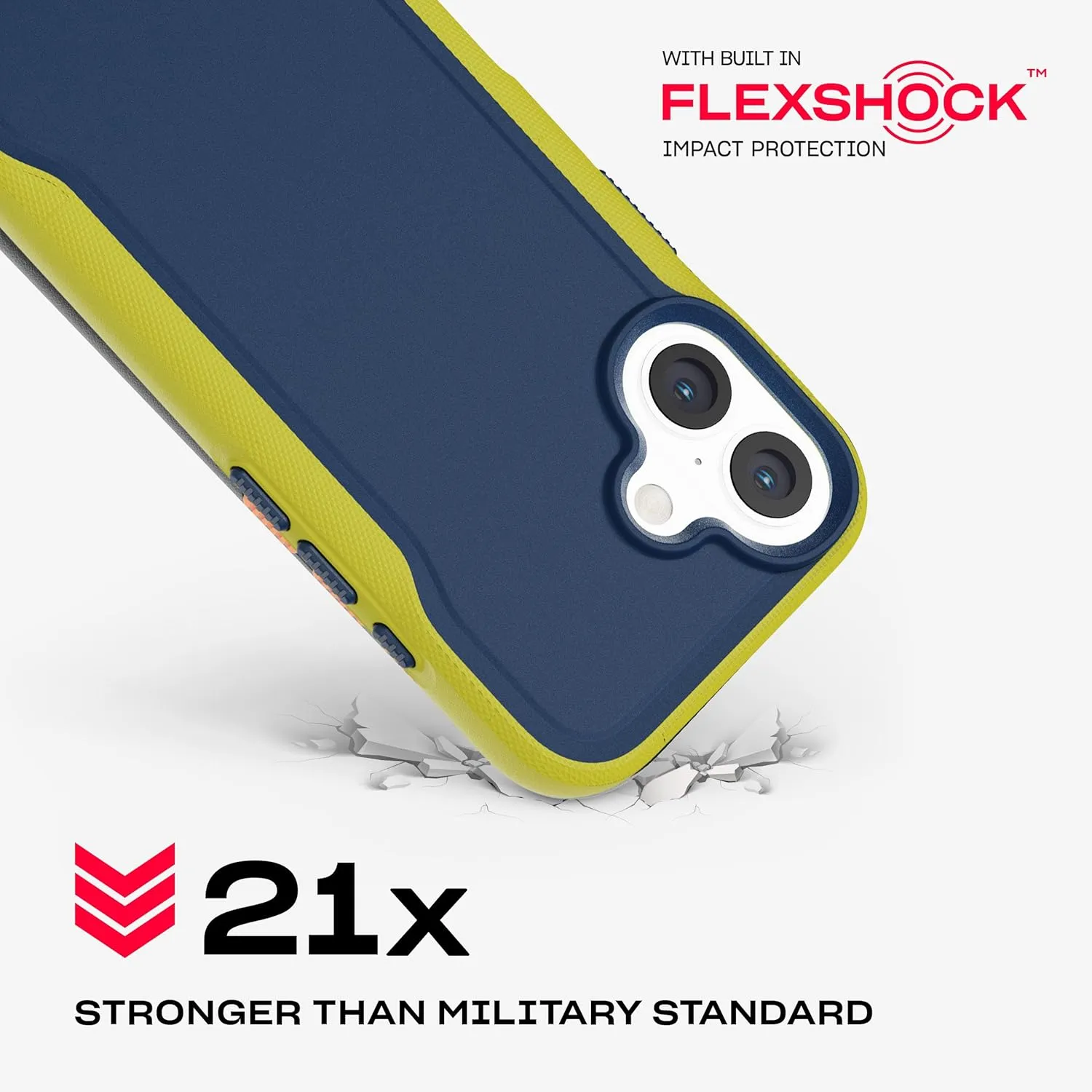Tech21 EvoPro for iPhone 16 Compatible with MagSafe - Impact Protection Case 21x Military Standard Tested - in Navy/Yellow
