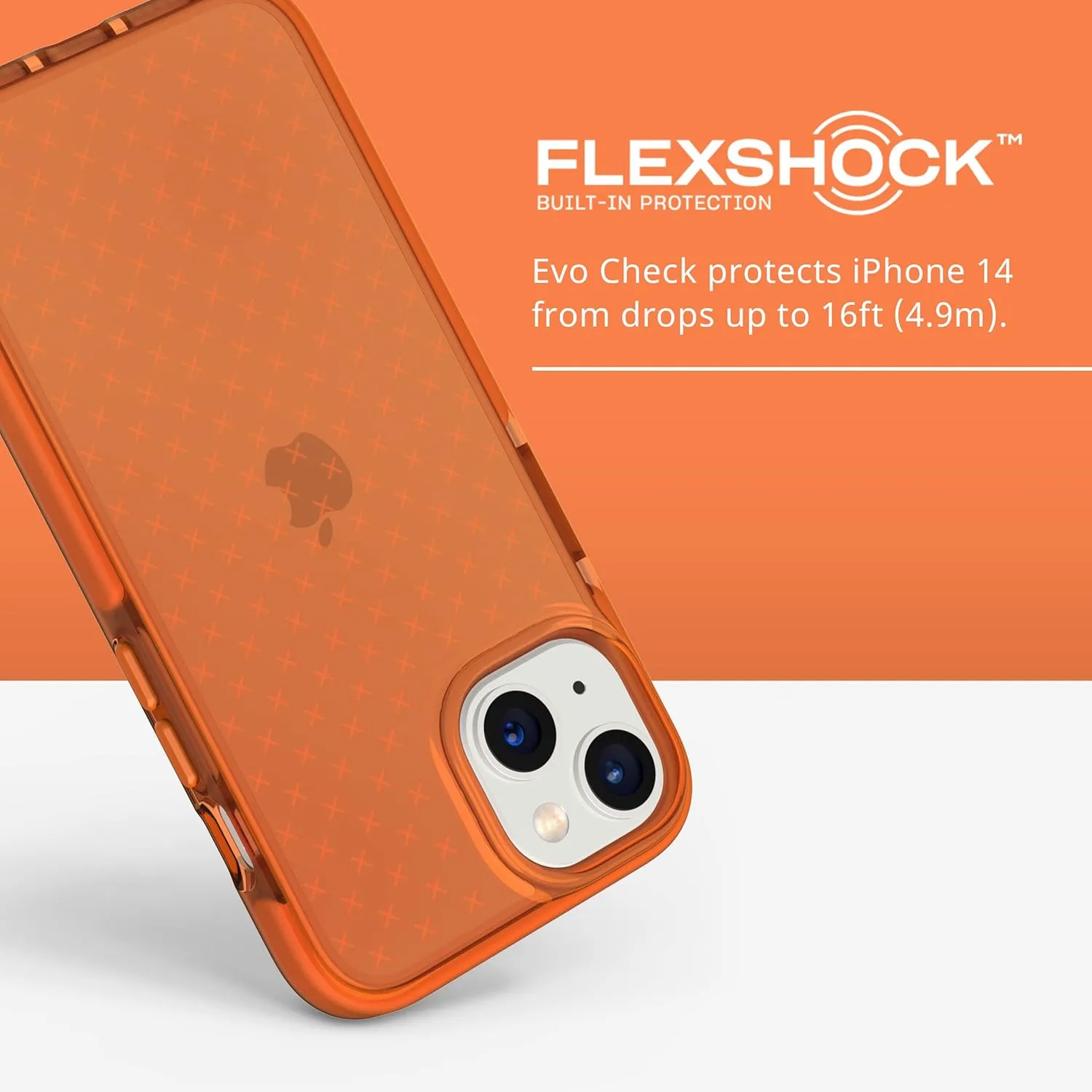 Tech21 iPhone 14 Evo Check – Shock-Absorbing & Slim Protective Phone Case with 16ft FlexShock Multi-Drop Protection & Extra Buttons