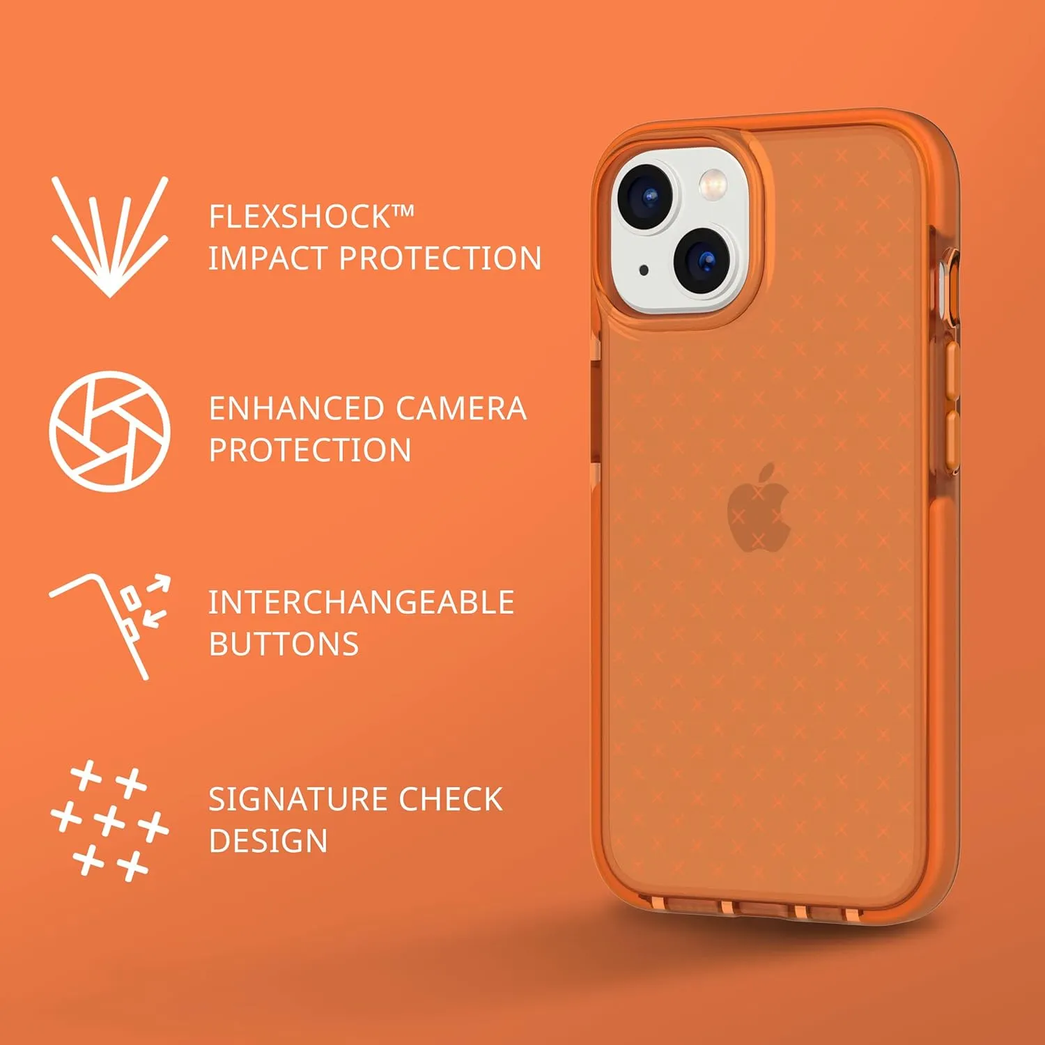 Tech21 iPhone 14 Evo Check – Shock-Absorbing & Slim Protective Phone Case with 16ft FlexShock Multi-Drop Protection & Extra Buttons
