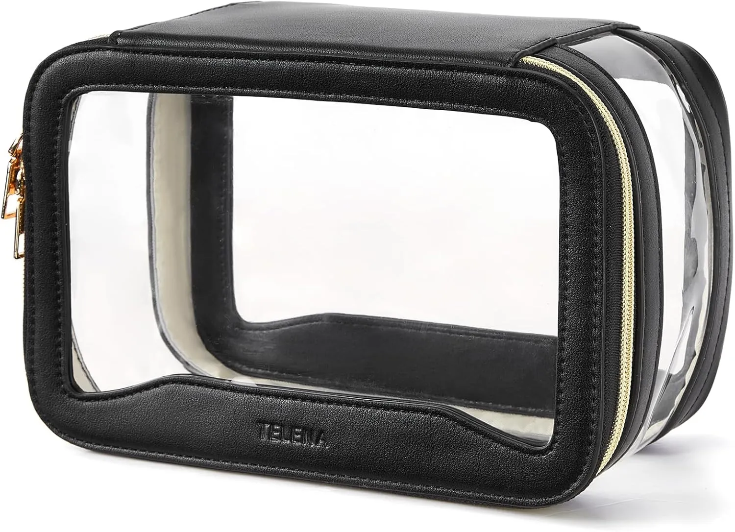 Telena Clear Makeup Bag Travel Toiletry Cosmetic Bag Portable Make Up Organizer for Women Black