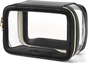 Telena Clear Makeup Bag Travel Toiletry Cosmetic Bag Portable Make Up Organizer for Women Black