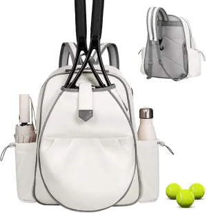 Tennis Bags for Women, Waterproof Tennis Sling Crossbody Backpack Holds 2 Rackets Tennis Racket Bag for Pickleball & Badminton