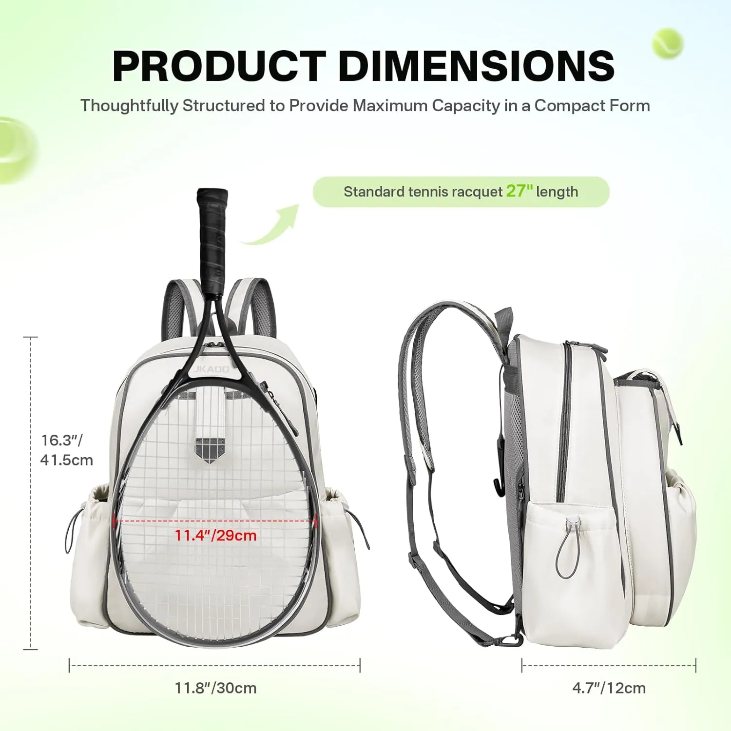 Tennis Bags for Women, Waterproof Tennis Sling Crossbody Backpack Holds 2 Rackets Tennis Racket Bag for Pickleball & Badminton