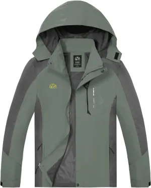 TEZO Mens Rain Jacket Waterproof with Hooded Hiking Coat Lightweight Windbreaker
