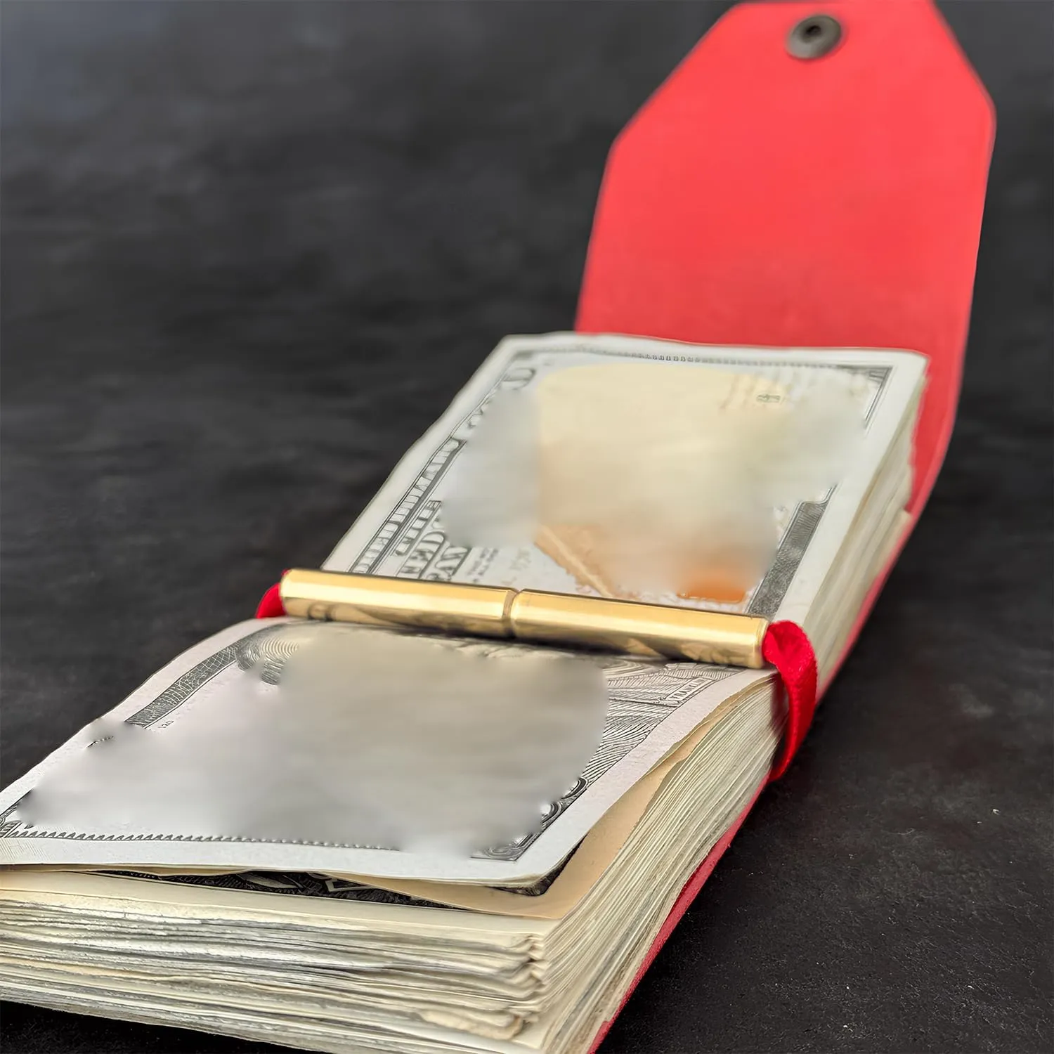 The Lava Cash Wrap Wallet, Handmade Leather Money Wallet Organizer, Handy Purse Bands with Magnetic Clasp, Money Organizer for Cash & Cards, Slim Pocket Wallet for Men & Women (Red)
