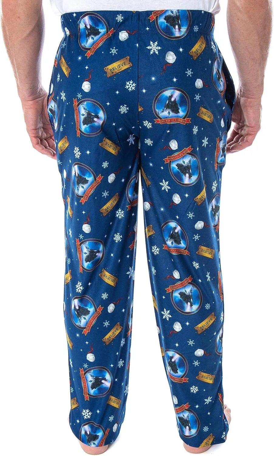 The Polar Express Men's Believe Train Ticket Woven Fleece Lounge Sleep Pajama Pants