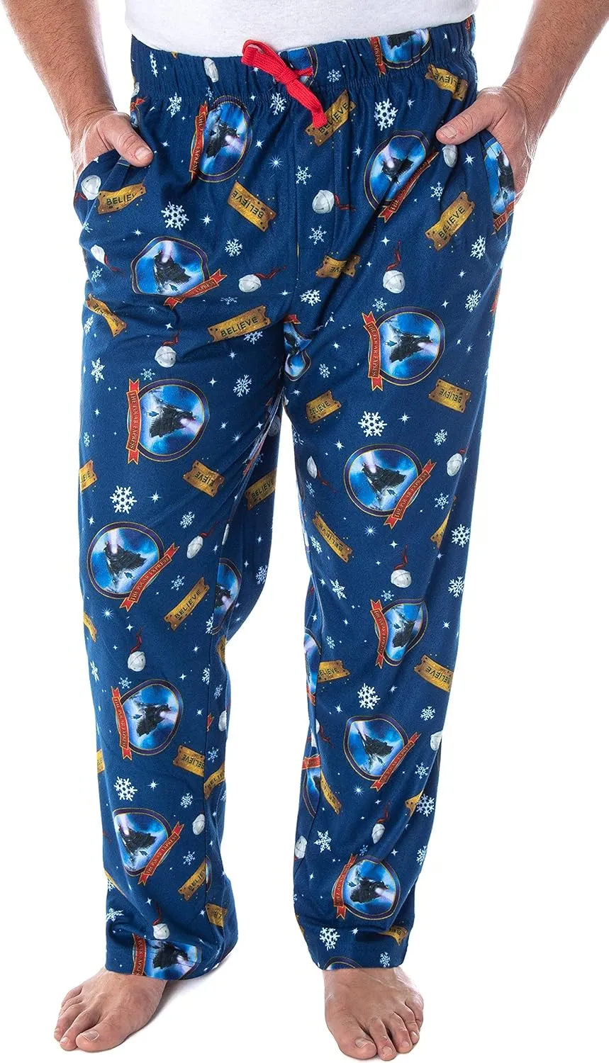 The Polar Express Men's Believe Train Ticket Woven Fleece Lounge Sleep Pajama Pants