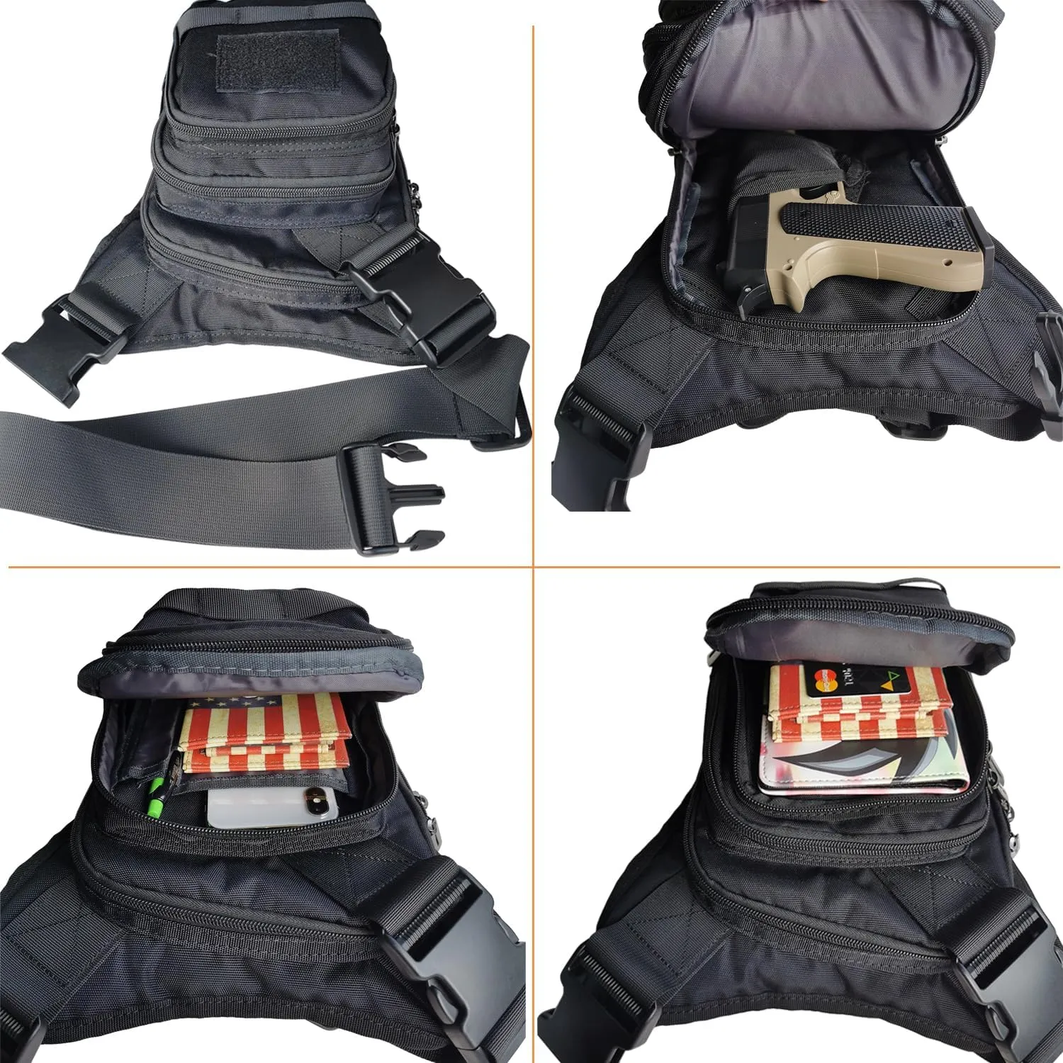 Thigh Pack, Larswon Leg Bag Thigh Pouch Bag Tactical Waist Bag Motorcycle Bag Waterproof