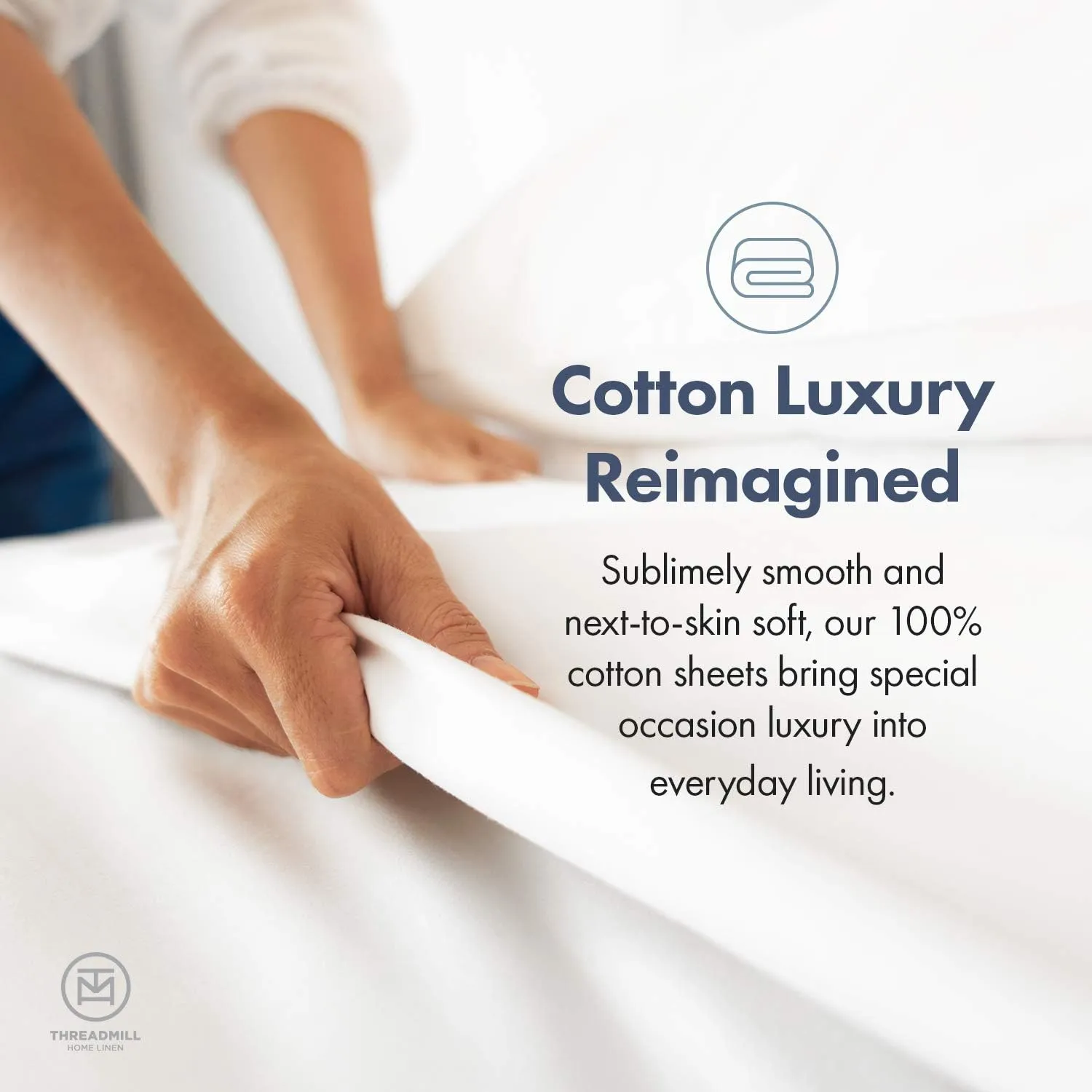 Threadmill 100% Cotton Sheets for Queen Size Bed - 600 Thread Count Queen Bed Sheets Set with 16” Deep Pocket - Damask Stripe Sateen Weave 4-Piece Bedding Set with Cooling Effect, Ivory