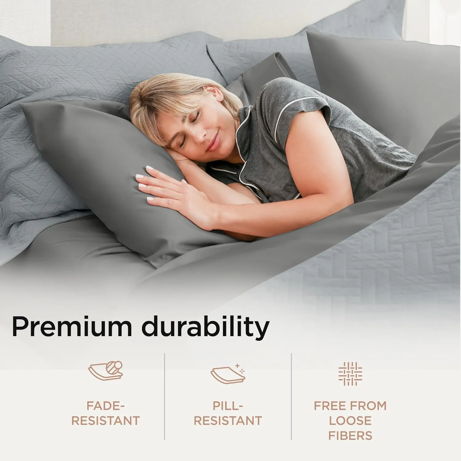 Threadmill Luxury 1200 Thread Count Supima Cotton Sheets, King Size, 4 Pc Dark Grey Set, 5-Star Hotel Quality with Elasticized Deep Pocket King Sheets