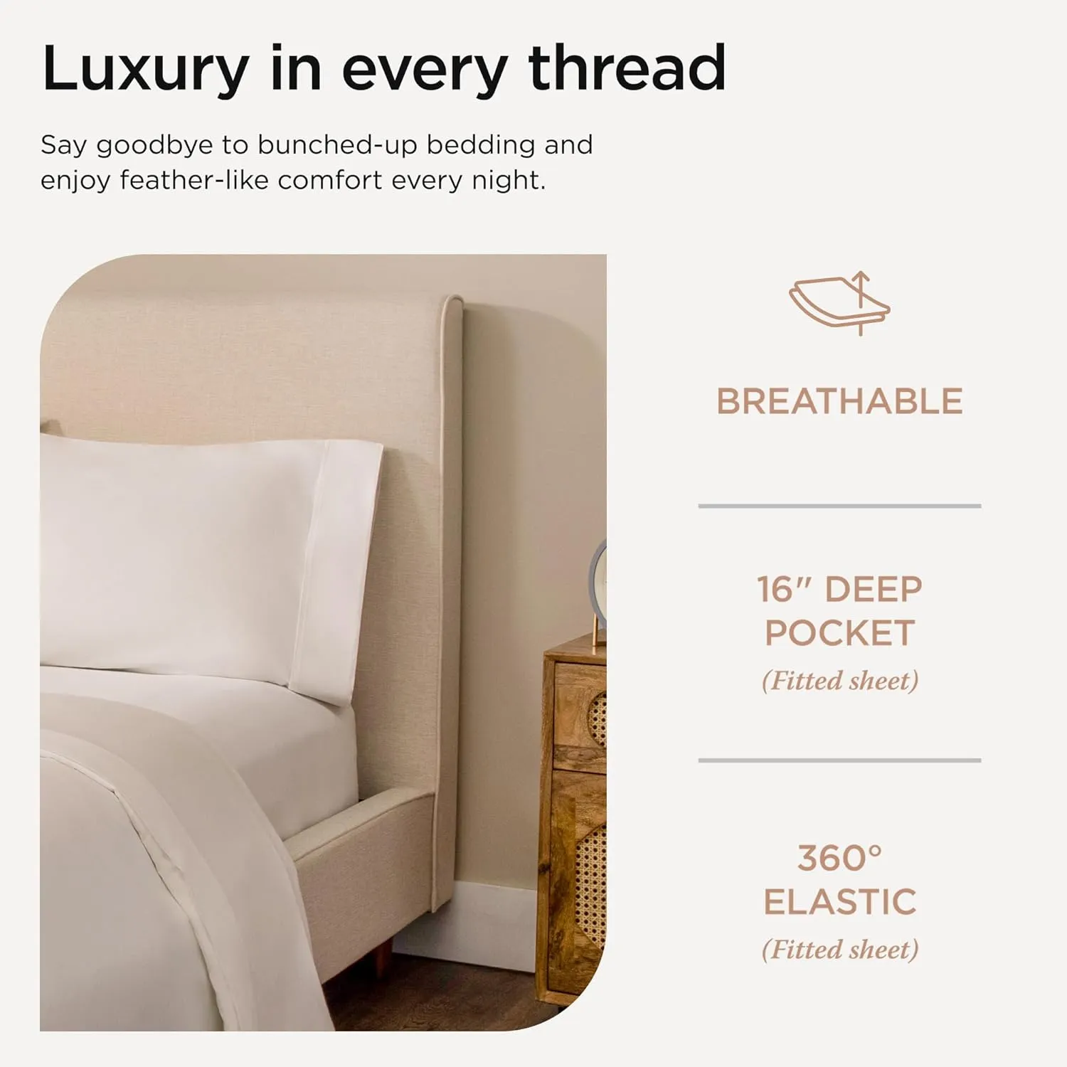 Threadmill Luxury 800 Thread Count King 100% Cotton Sheets - Hotel White Sateen Weave Bed-Sheets, Better Than Egyptian Cotton, 4 Pc Solid Soft Bed Set, Fits 16" Deep Pocket