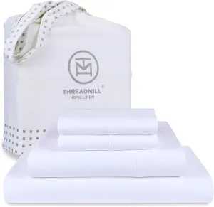 Threadmill Luxury 800 Thread Count King 100% Cotton Sheets - Hotel White Sateen Weave Bed-Sheets, Better Than Egyptian Cotton, 4 Pc Solid Soft Bed Set, Fits 16" Deep Pocket