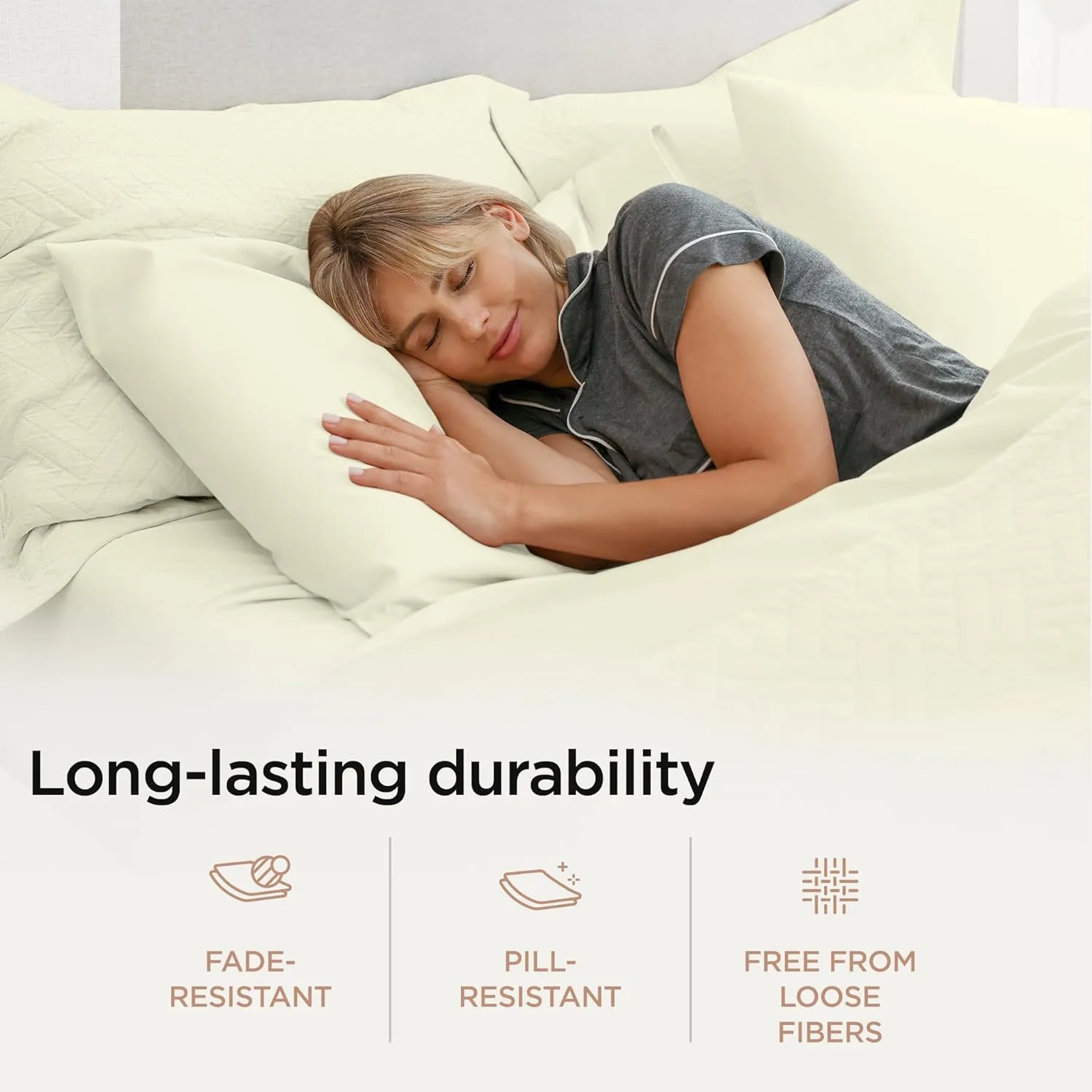 Threadmill Luxury 800 Thread Count King 100% Cotton Sheets - Ivory Sateen Weave Bed-Sheets, Better Than Egyptian Cotton, 4 Pc Solid Soft Bed Set, Fits 16" Deep Pocket