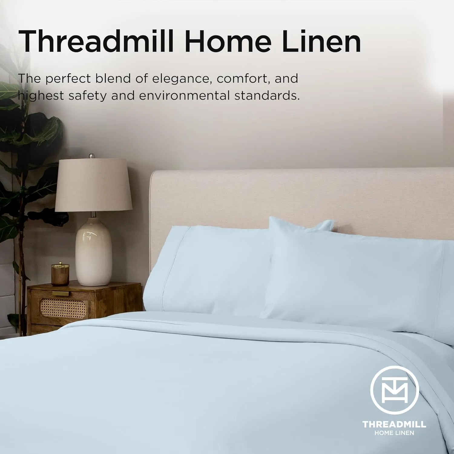 Threadmill Supima King Size Sheets, 1200 Thread Count, 4 Piece American Luxury Bed Sheets for King Mattress, 5 Star Hotel Quality Cotton Sheets with Elasticized Extra Deep Pocket, Light Blue