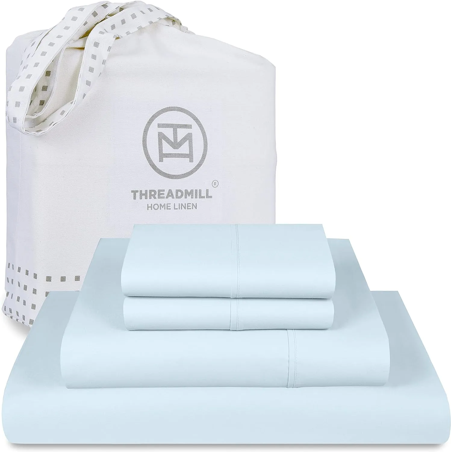 Threadmill Supima King Size Sheets, 1200 Thread Count, 4 Piece American Luxury Bed Sheets for King Mattress, 5 Star Hotel Quality Cotton Sheets with Elasticized Extra Deep Pocket, Light Blue