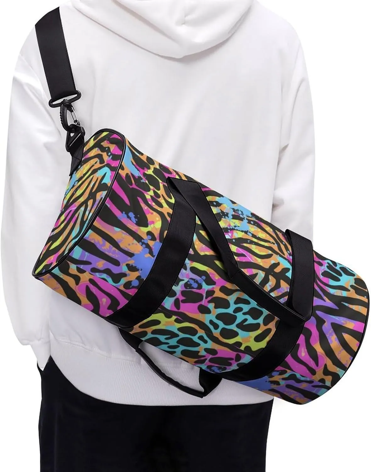 TigerPrint Large Capacity Cylindrical Fitness Bag Unisex