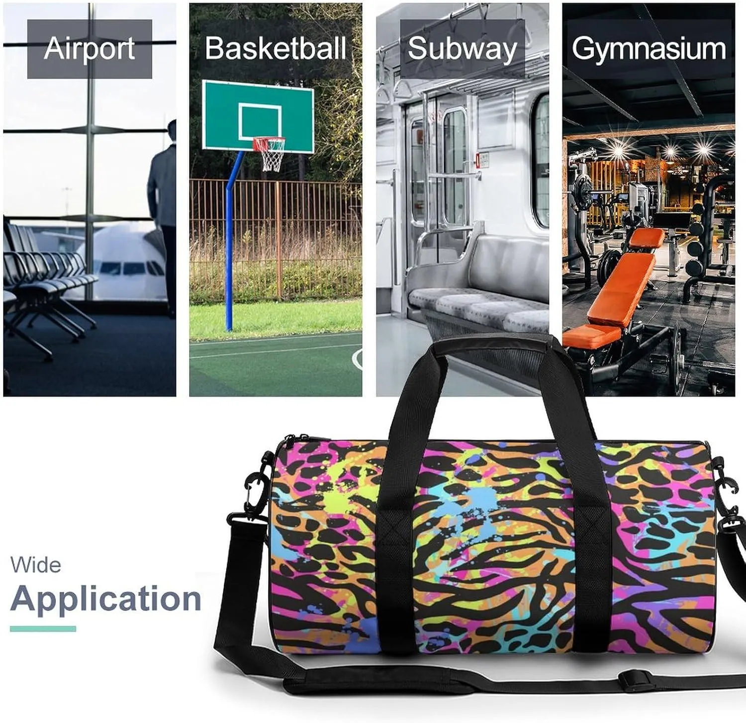 TigerPrint Large Capacity Cylindrical Fitness Bag Unisex