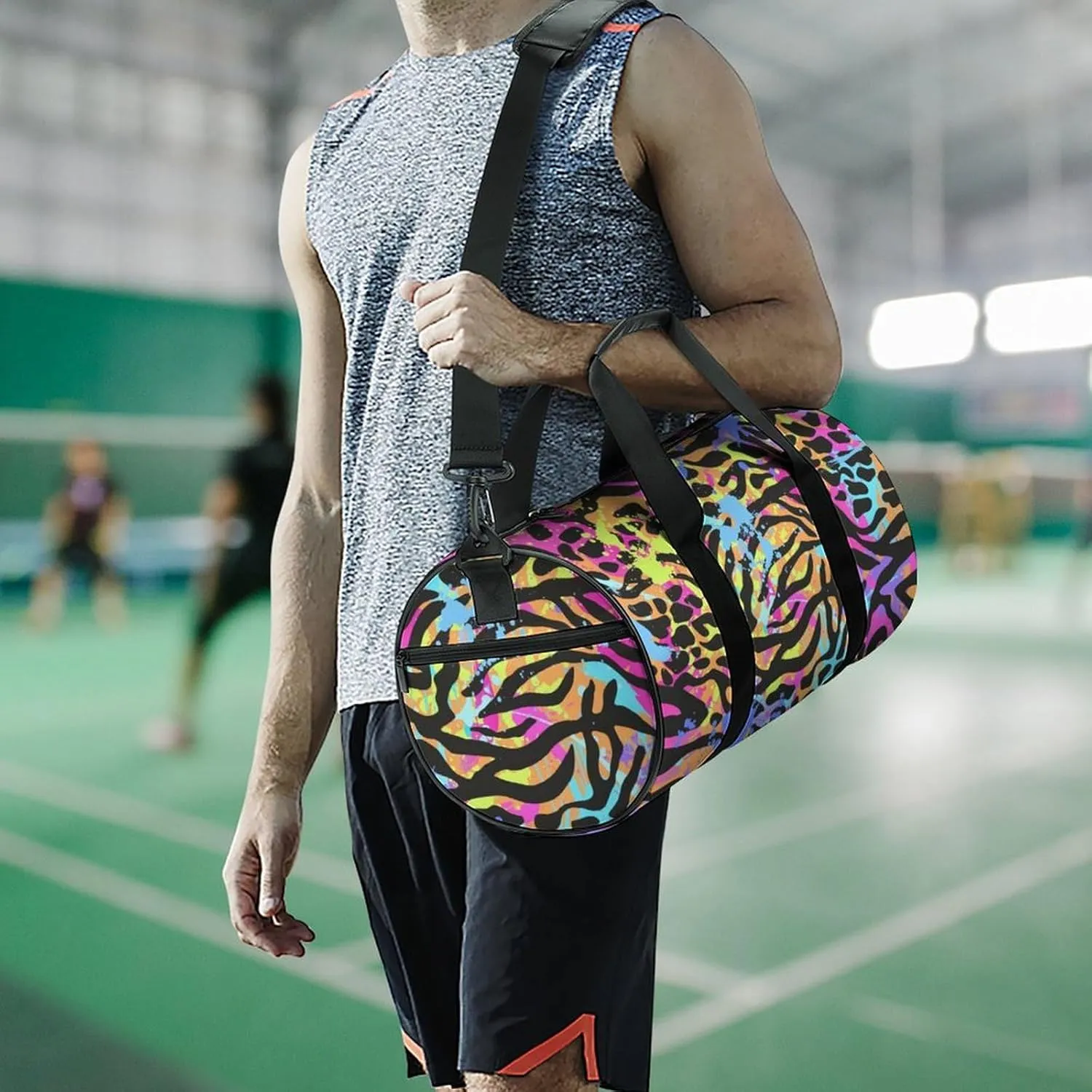 TigerPrint Large Capacity Cylindrical Fitness Bag Unisex