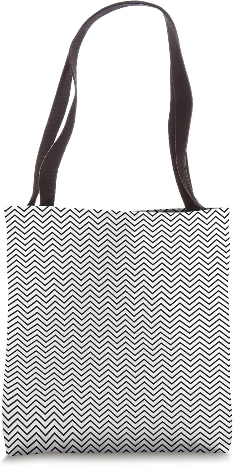 Timeless, Black & White, Chevron Pattern Design Tote Bag