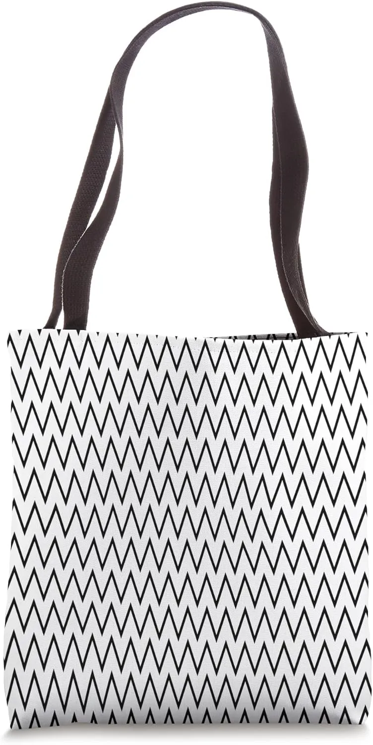 Timeless, Black & White, Chevron Pattern Design Tote Bag
