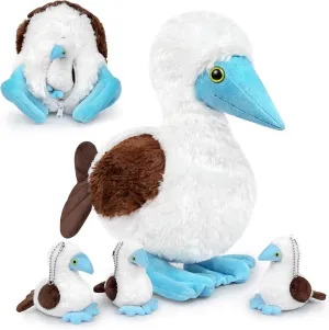 Tiny Heart Simulation Blue Footed Booby Plush Toy 4pcs 13.77inch Super Soft Cute Bird Blue Footed Booby Stuffed Animal Fun Kids Birthday Gift Home Decor