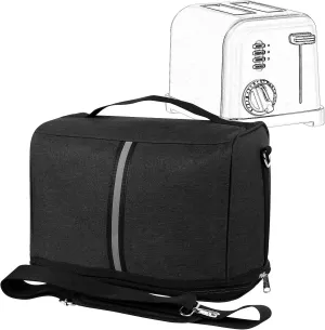 Toaster Bag Compatible with Most 2-slice Toasters, Portable Storage Bag with Zipper, Dark Grey
