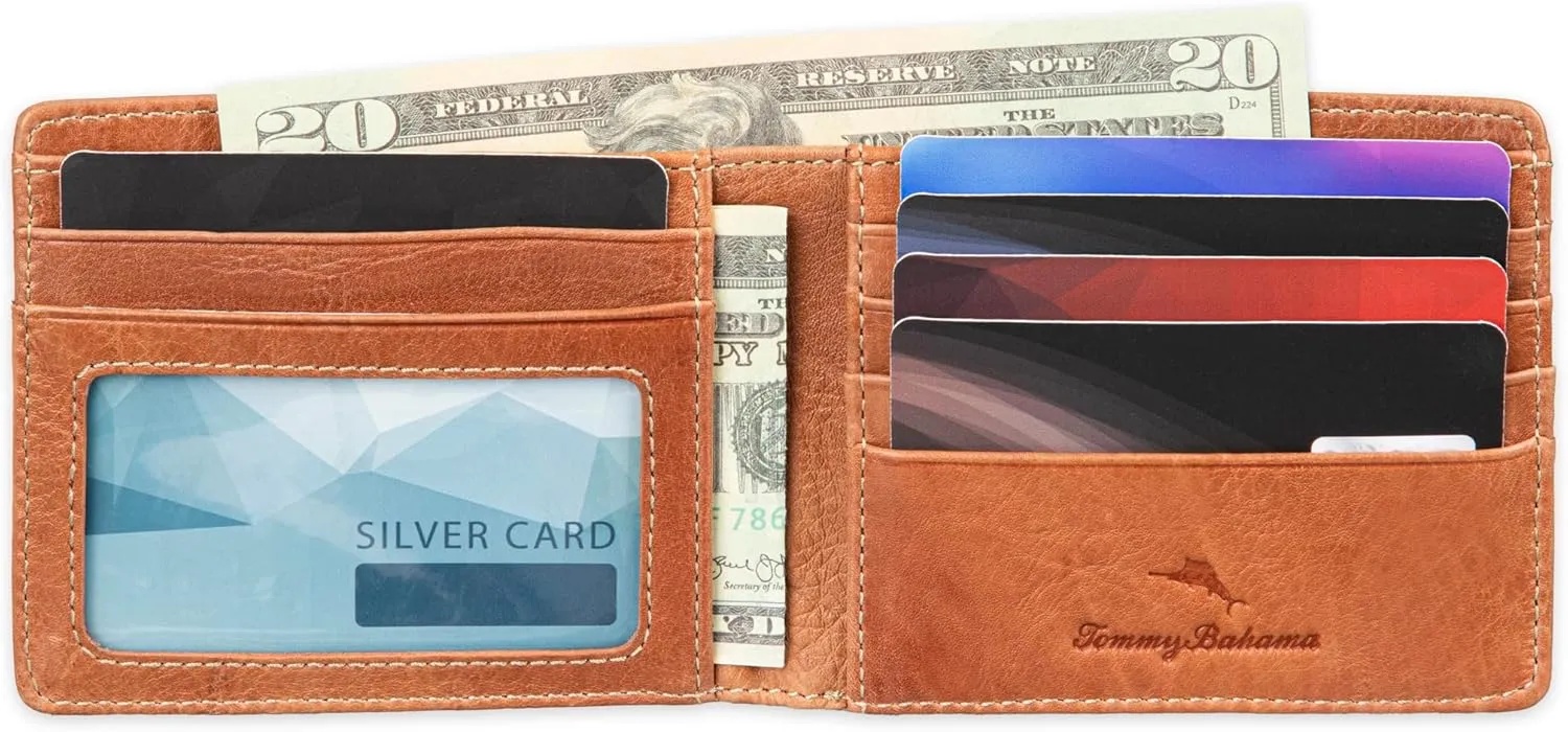 Tommy Bahama Men's Bifold Slim Leather Wallet