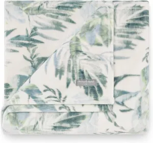 Tommy Bahama - Throw Blanket, Plush Fleece Bedding, Tropical Bedding Set for Bed or Couch (Wallpaper Leaves Green, 50" x 70")