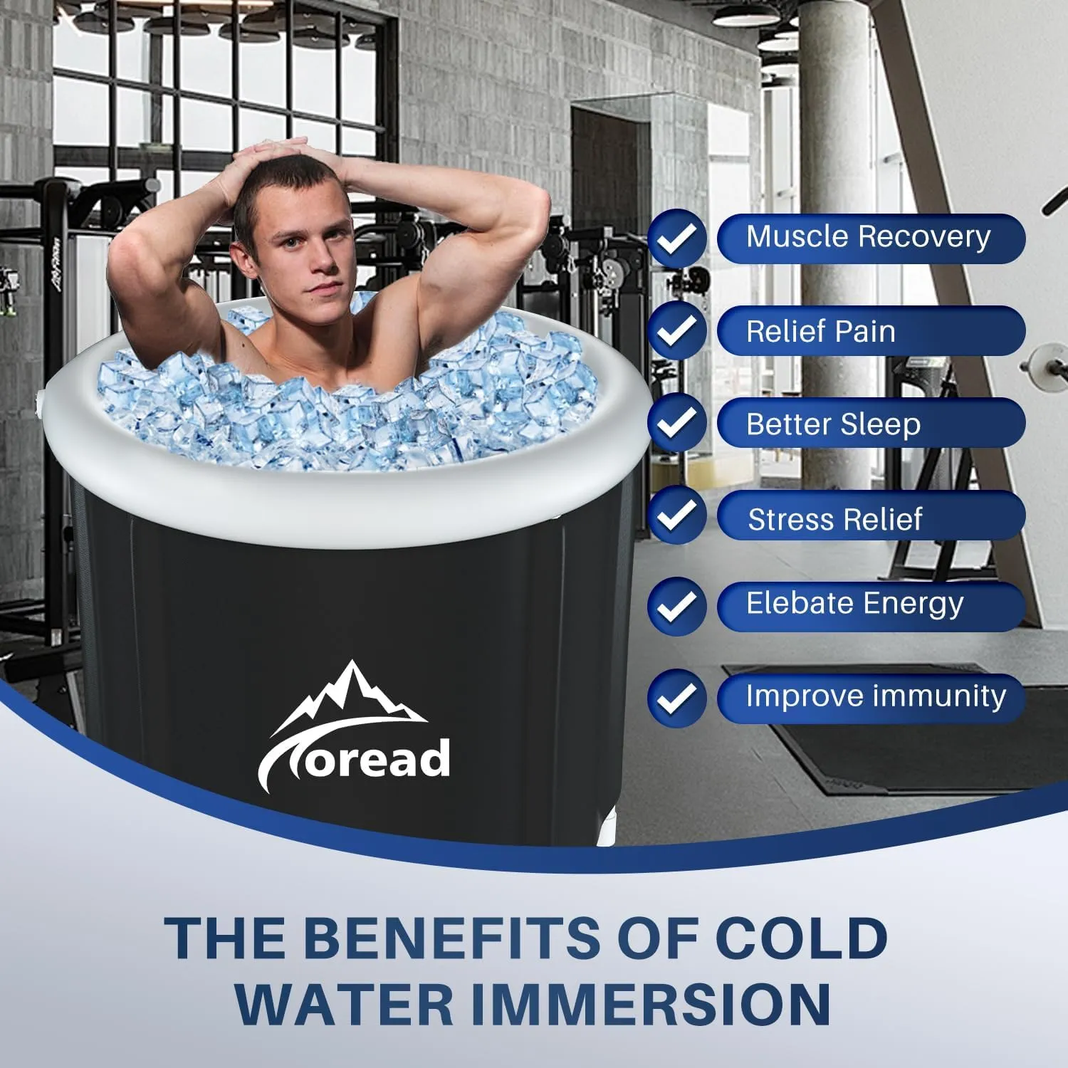 TOREAD XL Ice Cold Bath Tub-87gal Portable Cold Plunge Tub with Carry Bag for Athletes-Foldable Cold Therapy Bathtub Outdoor for Sports Muscles Recovery