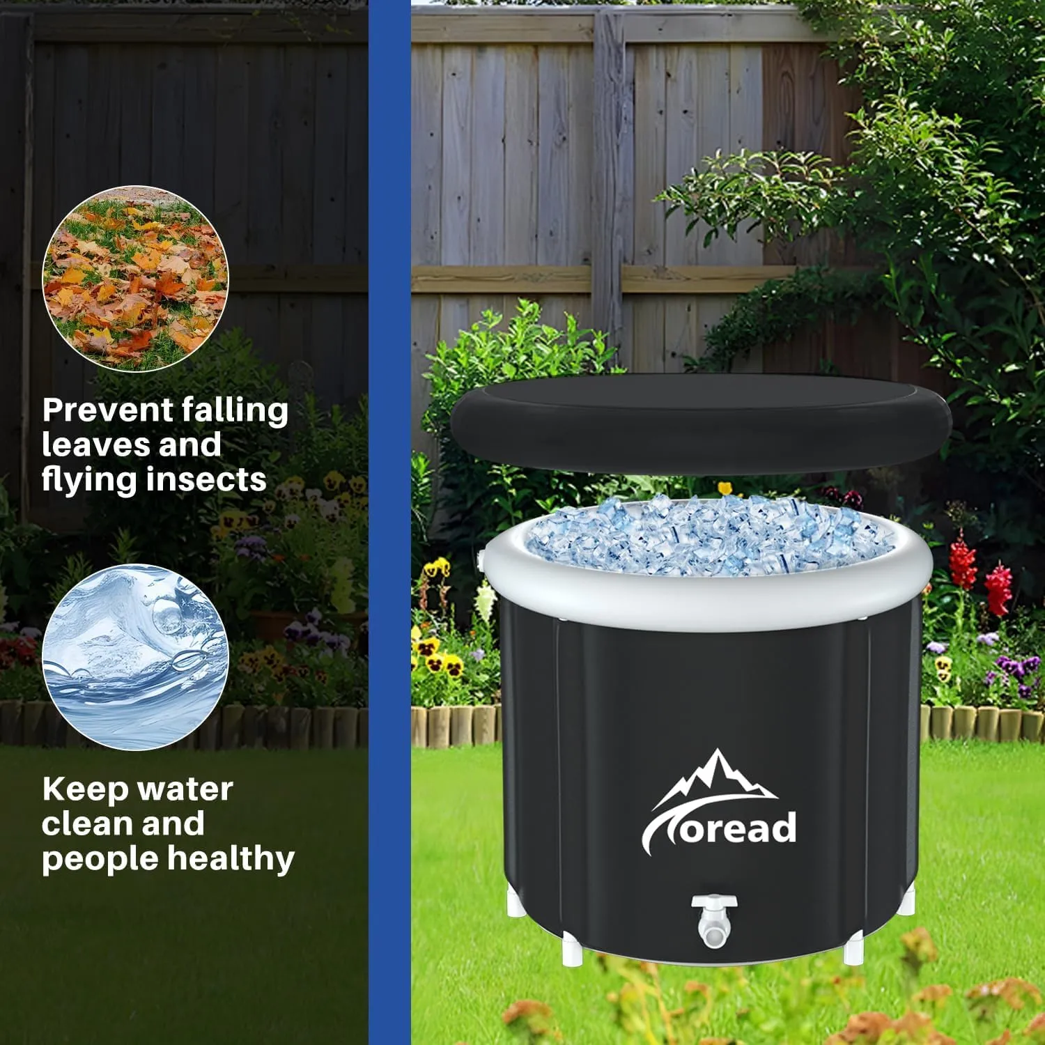 TOREAD XL Ice Cold Bath Tub-87gal Portable Cold Plunge Tub with Carry Bag for Athletes-Foldable Cold Therapy Bathtub Outdoor for Sports Muscles Recovery