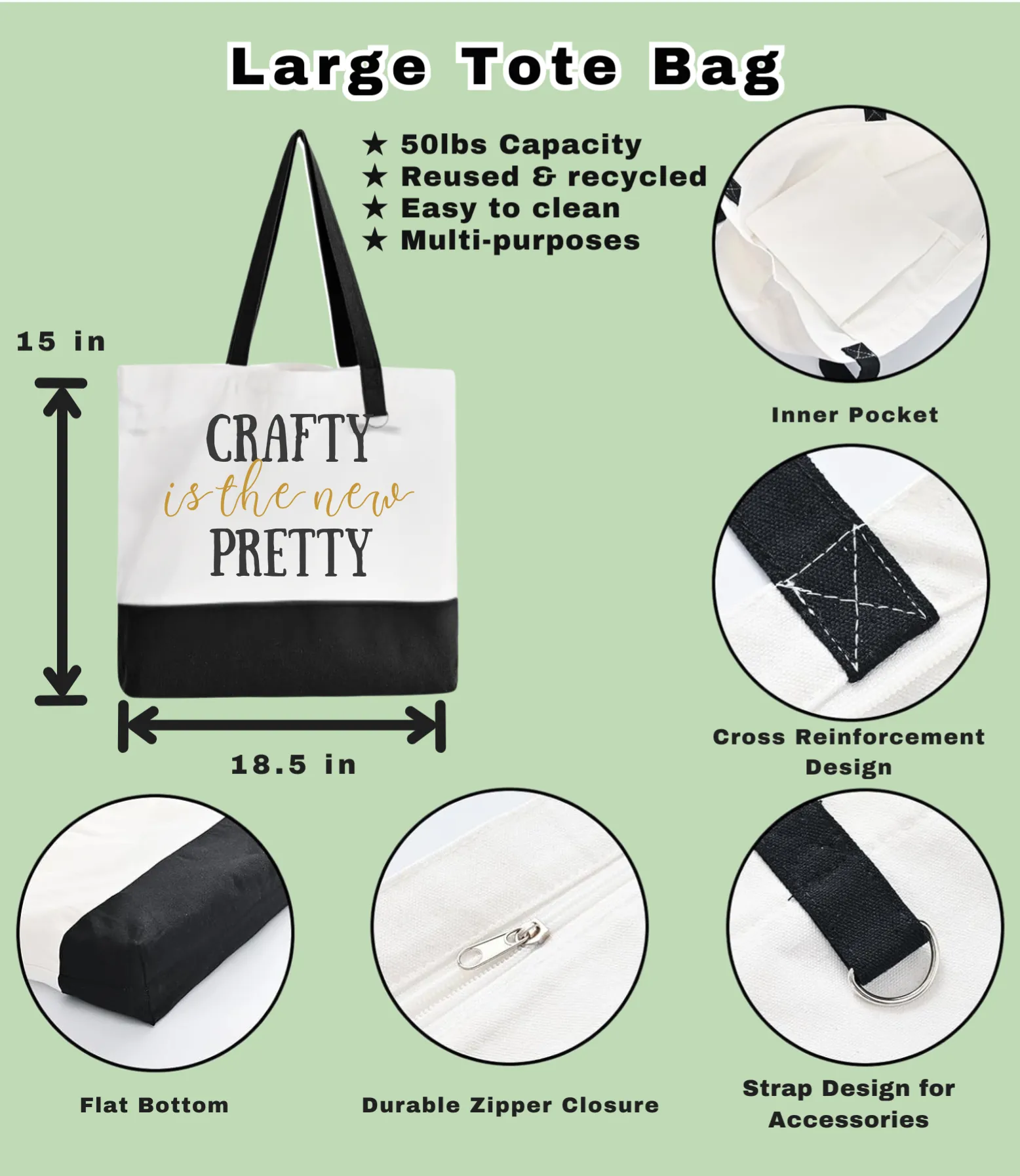 Tote Bag-Quote-Crafty Is the New Pretty