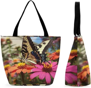 Tote Bag Reusable Grocery Bag with Zipper Funny Deer Women Shopping Bag Large Handbag for Work Travel