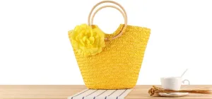 Tote Bag Straw Woven Women's Top-Handle Handbag Flower Beach Hand Bag, Purse for Women Travel Ladies Handbags Bolsos