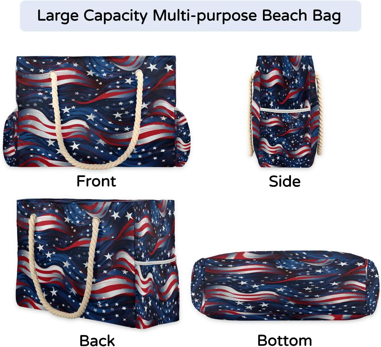 Tote Beach Bag for Women Large Zipper Beach Bags Waterproof Sandproof Gym Swim Pool Travel Bag