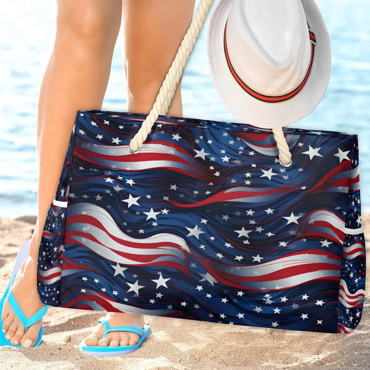 Tote Beach Bag for Women Large Zipper Beach Bags Waterproof Sandproof Gym Swim Pool Travel Bag