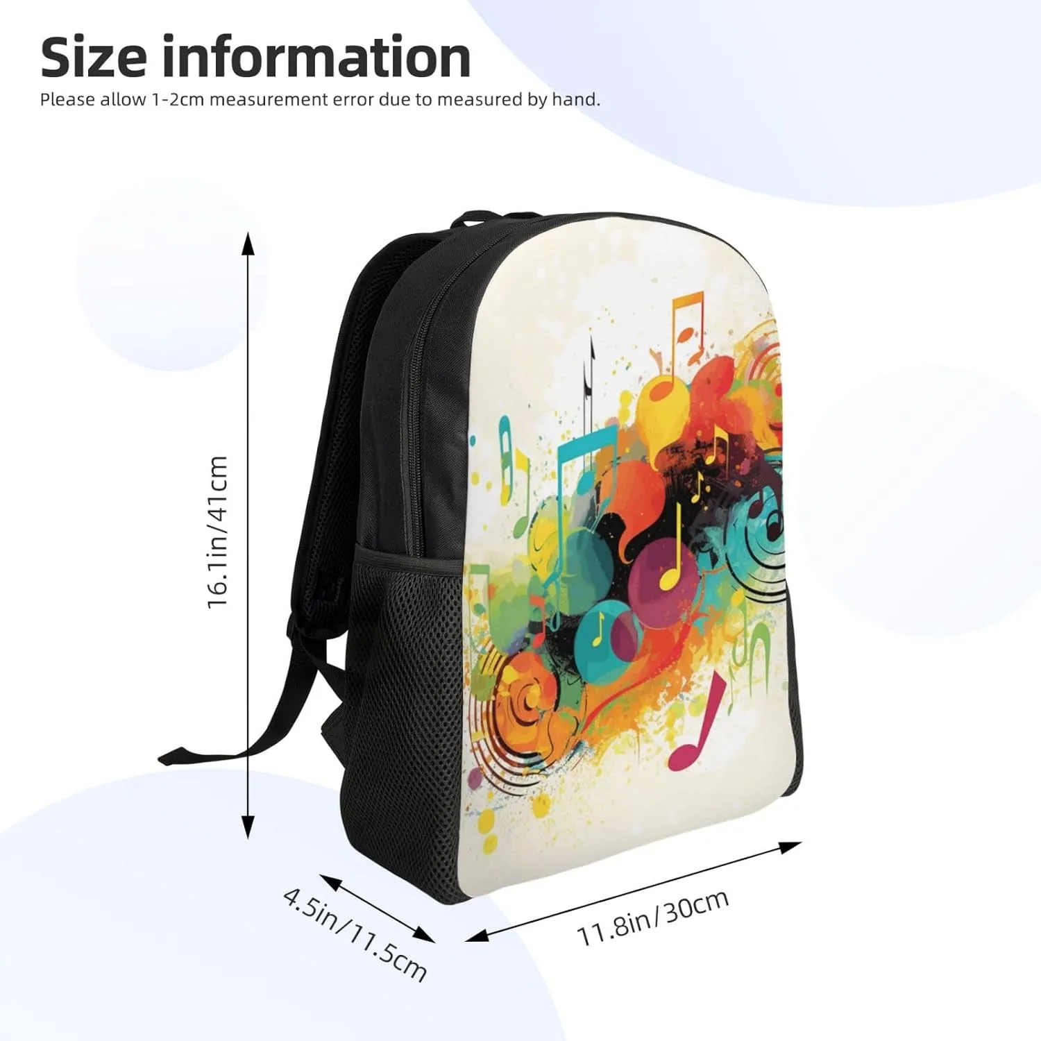 Travel Backpack for Women Men Lightweight 17 inch Laptop Bag Abstract Music Themed Backpack Casual Daypack