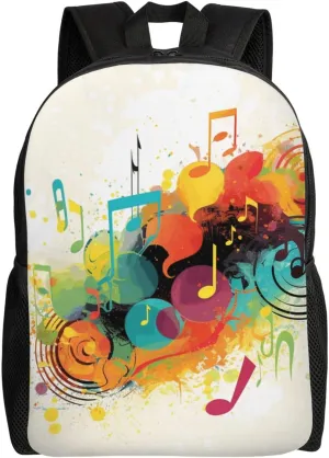 Travel Backpack for Women Men Lightweight 17 inch Laptop Bag Abstract Music Themed Backpack Casual Daypack