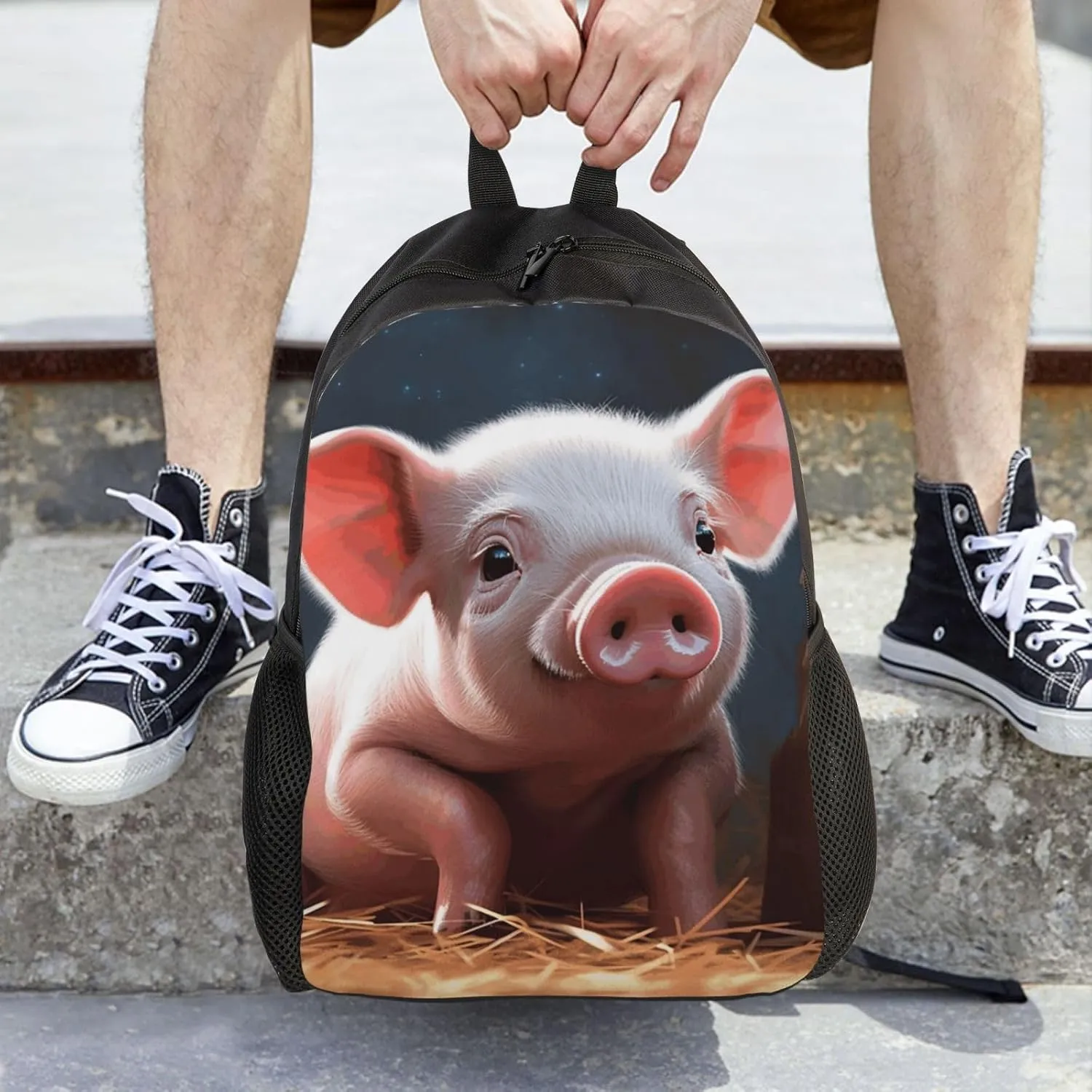 Travel Backpack for Women Men Lightweight 17 inch Laptop Bag Foolish Cute Pig Backpack Casual Daypack
