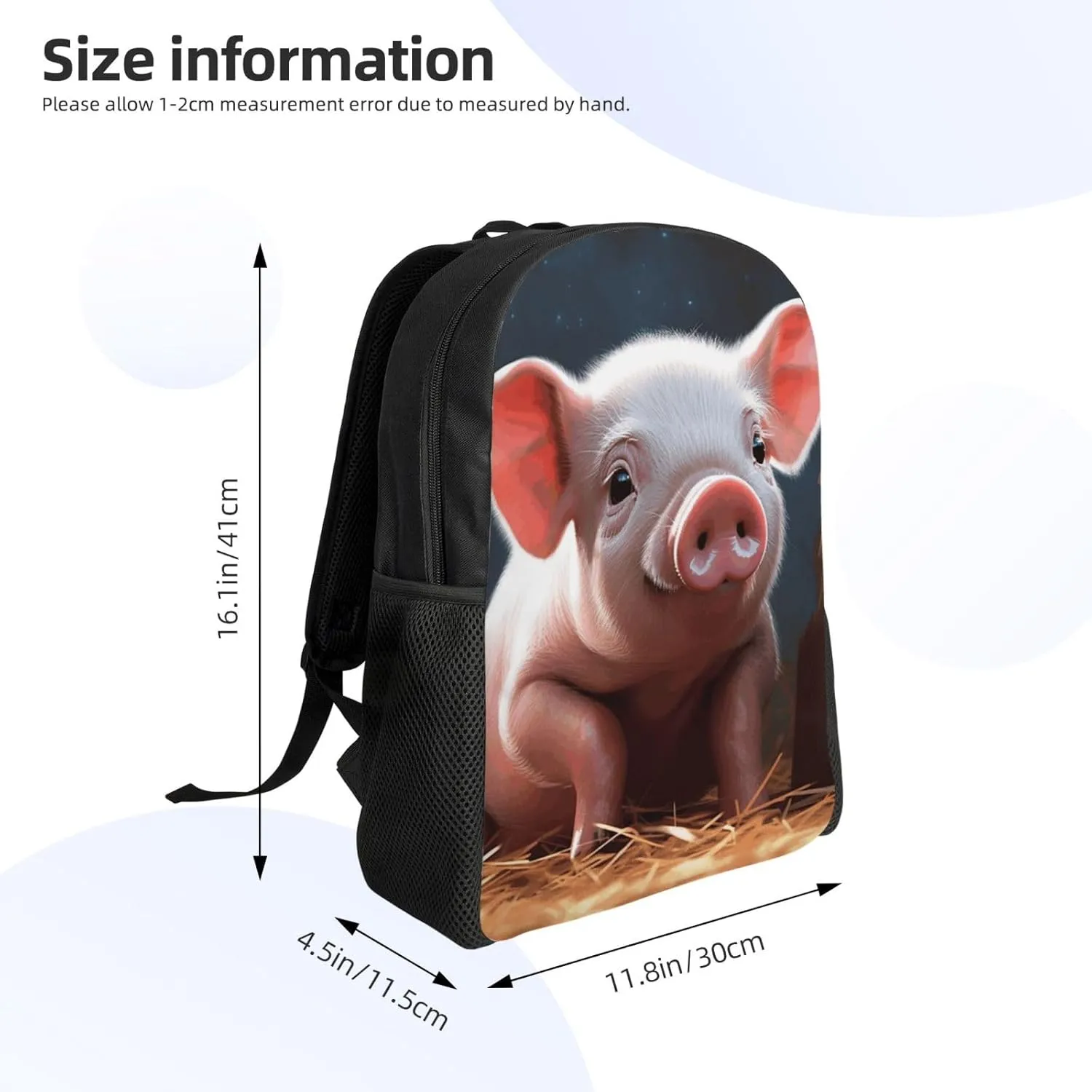 Travel Backpack for Women Men Lightweight 17 inch Laptop Bag Foolish Cute Pig Backpack Casual Daypack