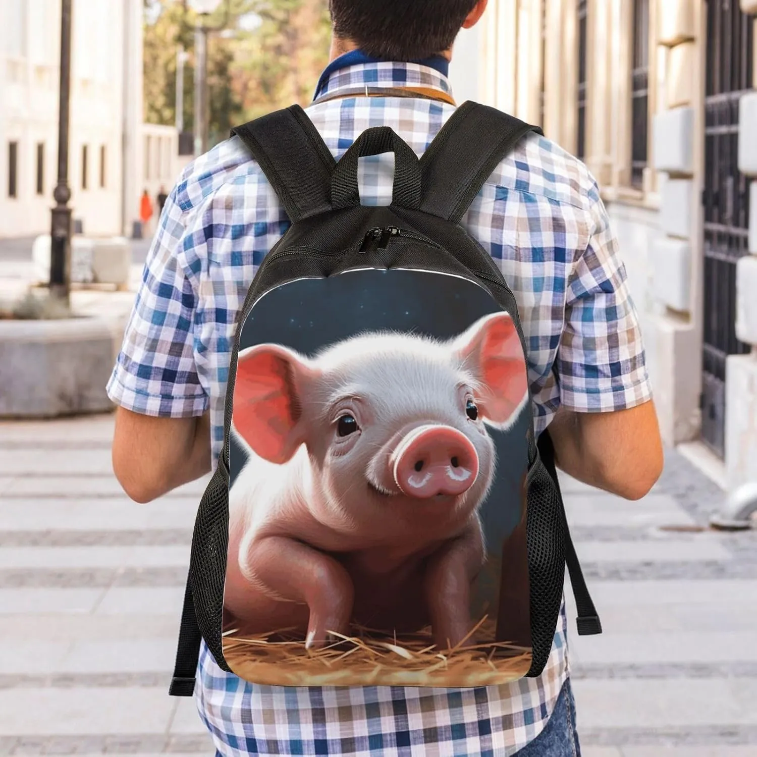 Travel Backpack for Women Men Lightweight 17 inch Laptop Bag Foolish Cute Pig Backpack Casual Daypack