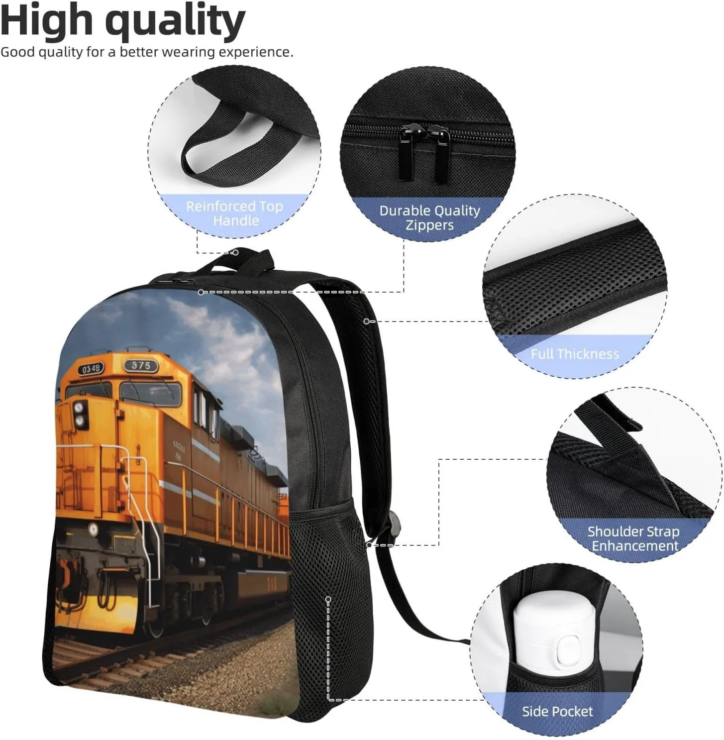 Travel Backpack for Women Men Lightweight 17 inch Laptop Bag Freight Train Backpack Casual Daypack