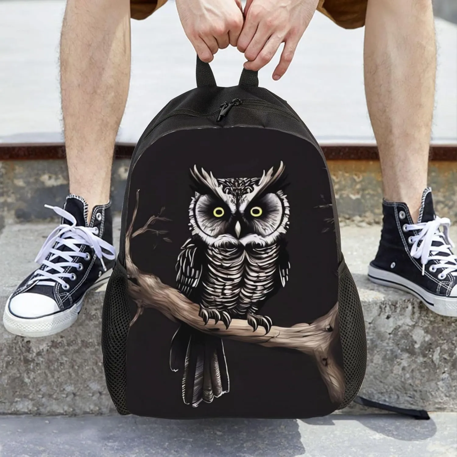 Travel Backpack for Women Men Lightweight 17 inch Laptop Bag Late Night Owl Backpack Casual Daypack