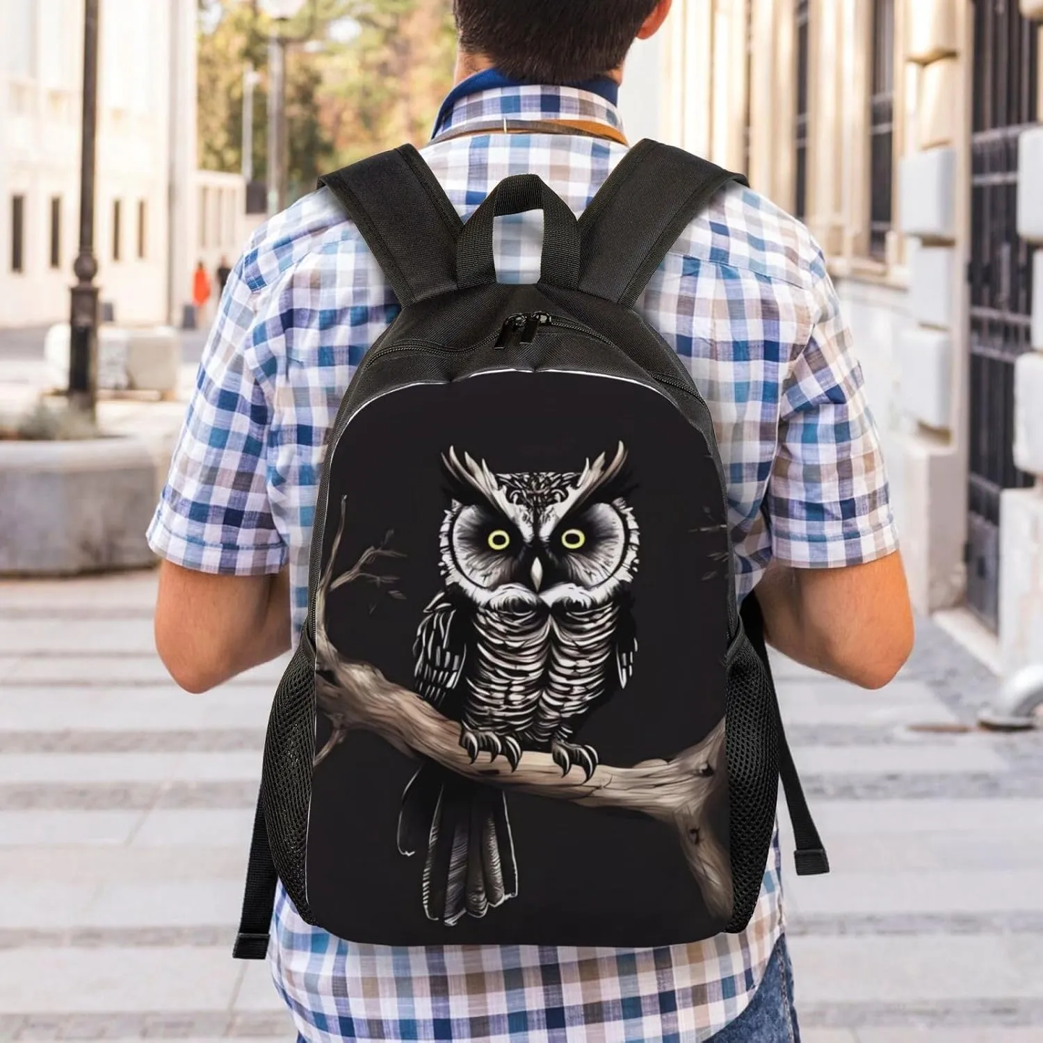 Travel Backpack for Women Men Lightweight 17 inch Laptop Bag Late Night Owl Backpack Casual Daypack