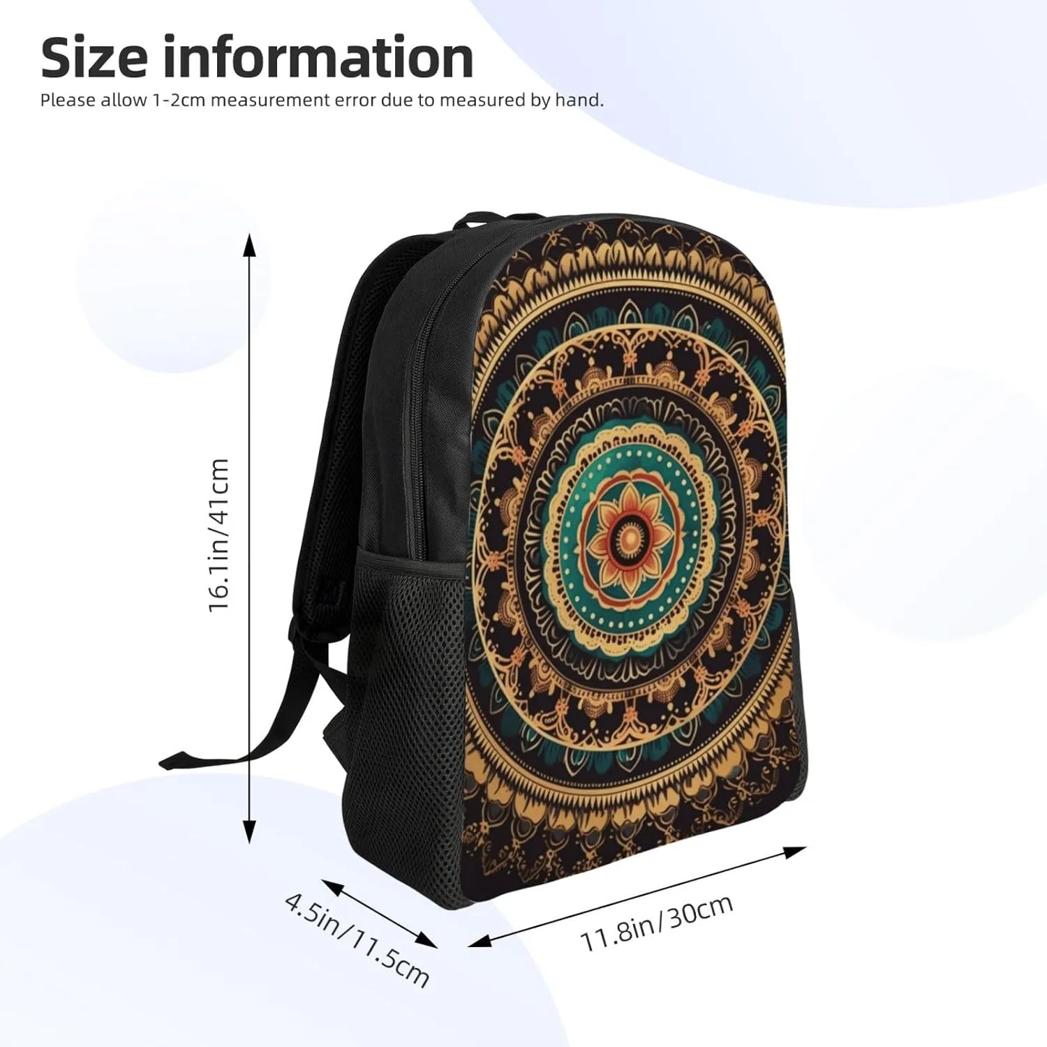 Travel Backpack for Women Men Lightweight 17 inch Laptop Bag Mandala Backpack Casual Daypack