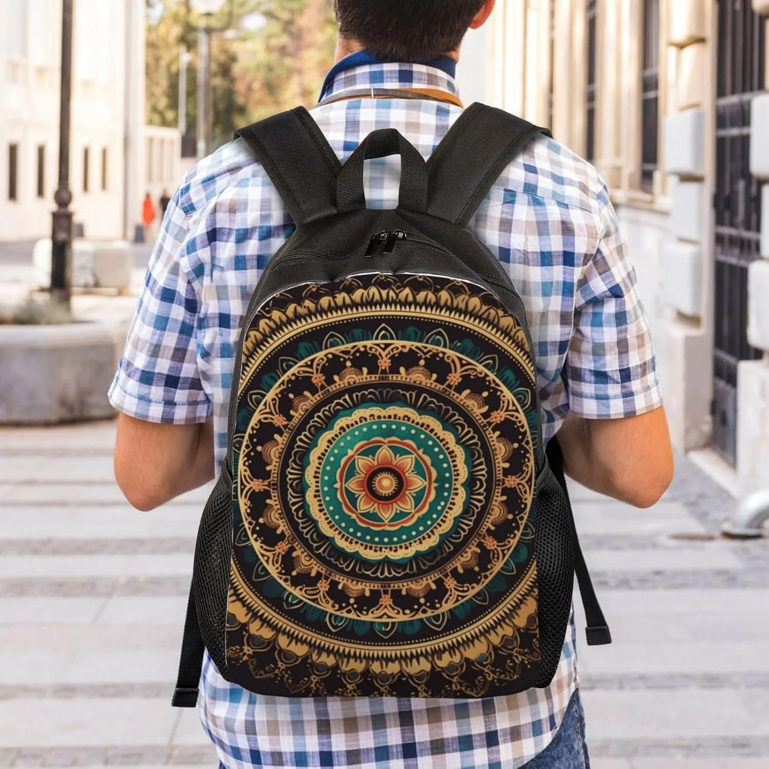 Travel Backpack for Women Men Lightweight 17 inch Laptop Bag Mandala Backpack Casual Daypack