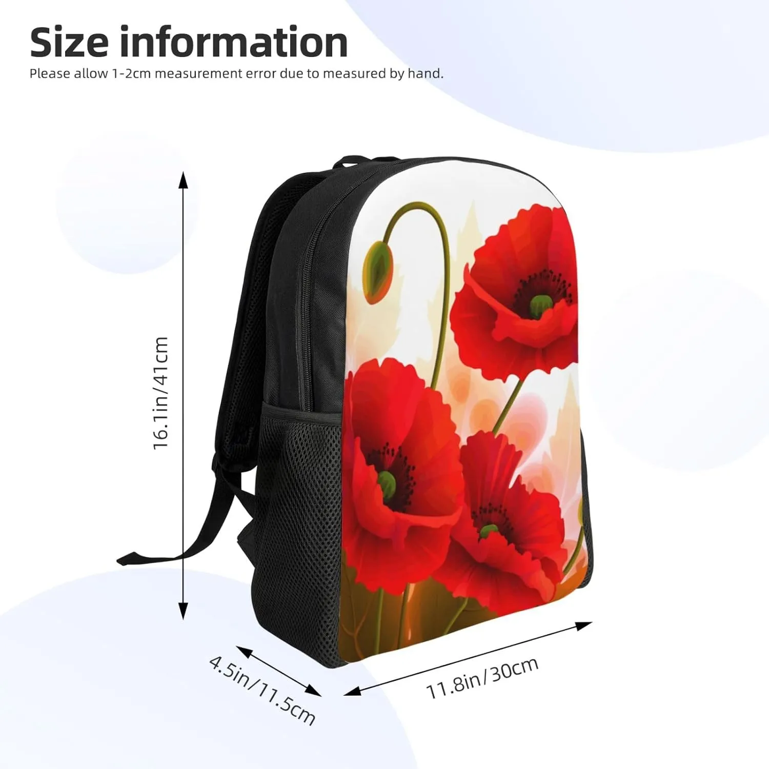 Travel Backpack for Women Men Lightweight 17 inch Laptop Bag Poppy Flowers Vivid Petals Backpack Casual Daypack
