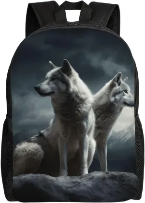 Travel Backpack for Women Men Lightweight 17 inch Laptop Bag wolf at night Backpack Casual Daypack