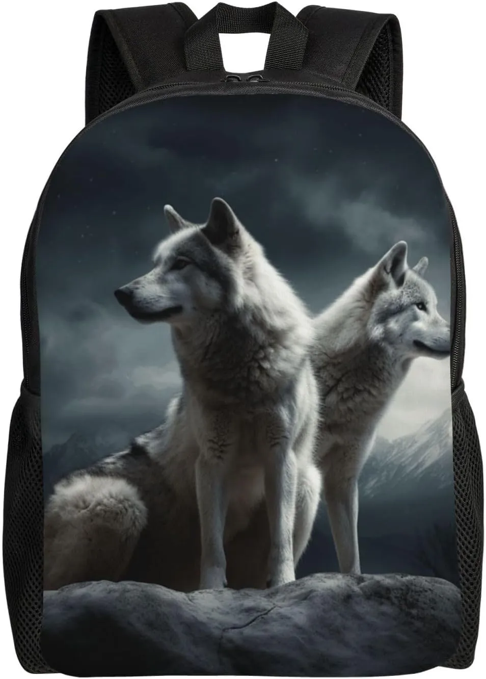 Travel Backpack for Women Men Lightweight 17 inch Laptop Bag wolf at night Backpack Casual Daypack