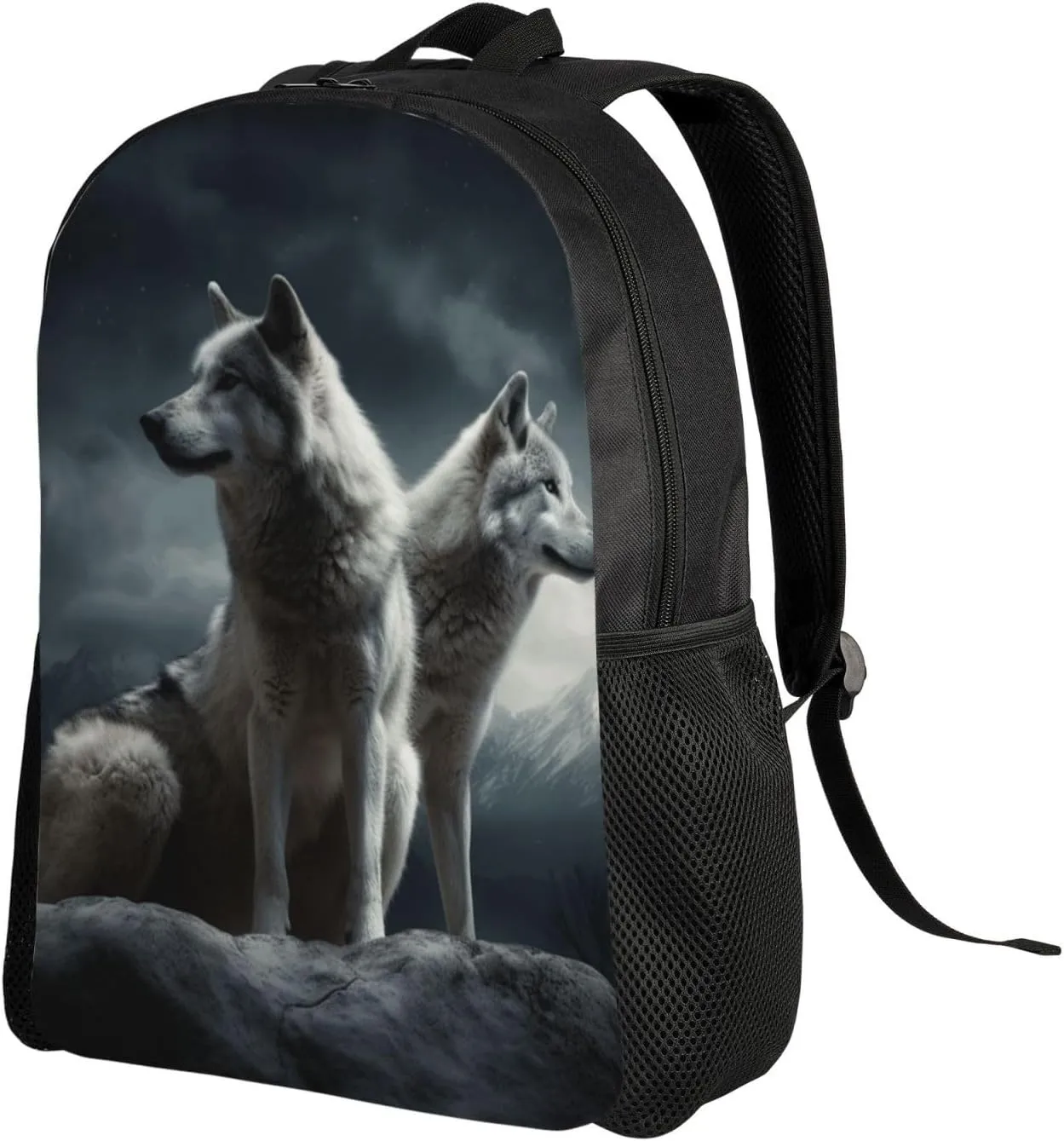 Travel Backpack for Women Men Lightweight 17 inch Laptop Bag wolf at night Backpack Casual Daypack