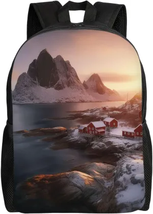Travel Backpack Sunrise Over Hamnoy Carry on Backpack Lightweight Business 16inches Laptop Backpack for Men Women